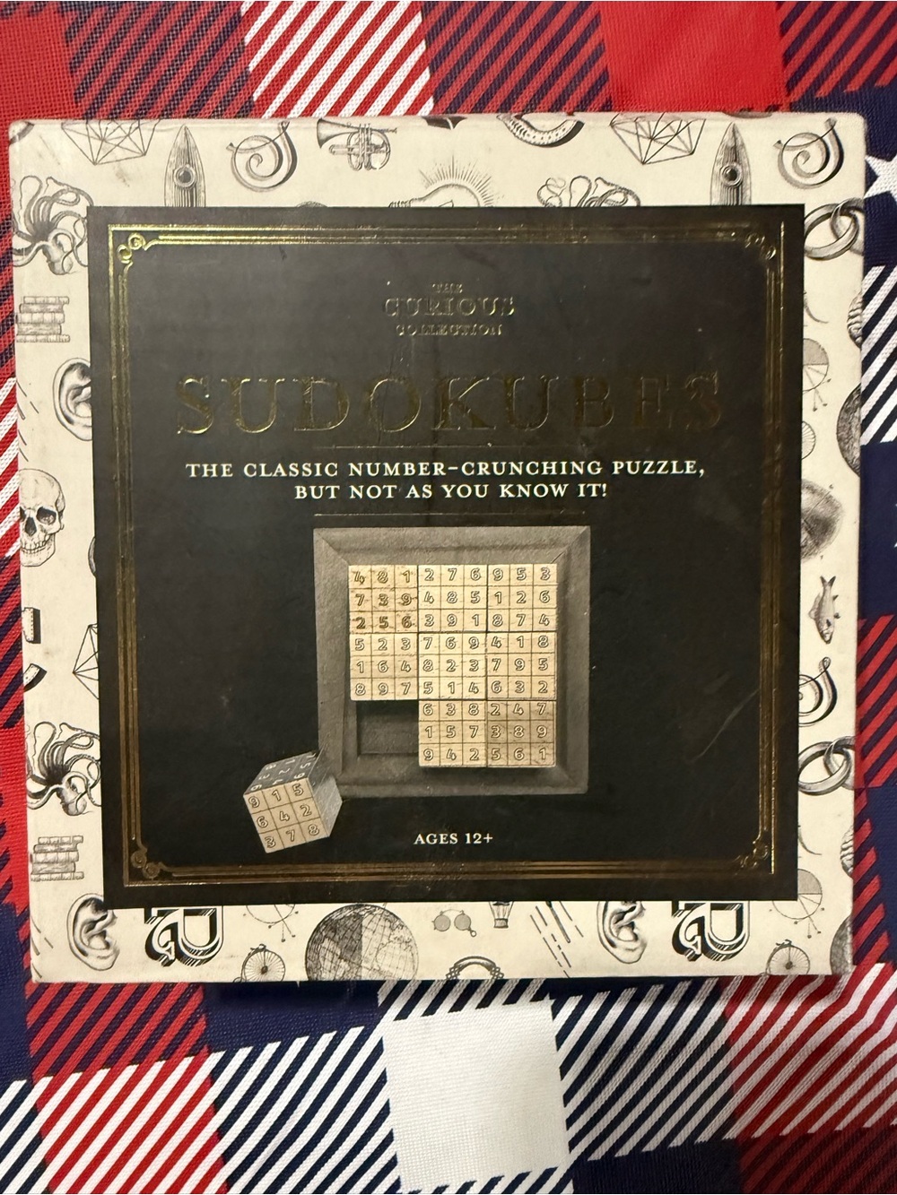 Sudokube 3D Puzzle Game - Black and Cream
